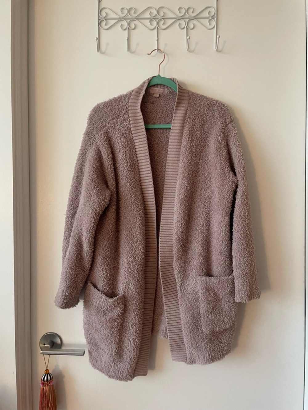 Barefoot Dreams Open-Front Cardigan Sweater in Dusty Mauve